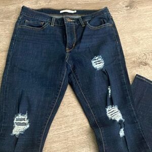 Levi's Dark Blue Distressed Skinny Jeans